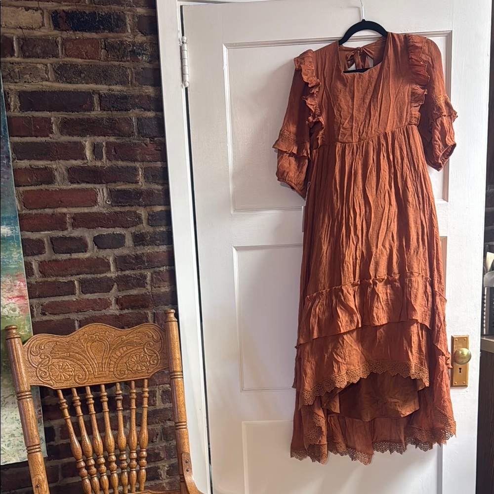 Joyfolie Rust Layered Kids Dress